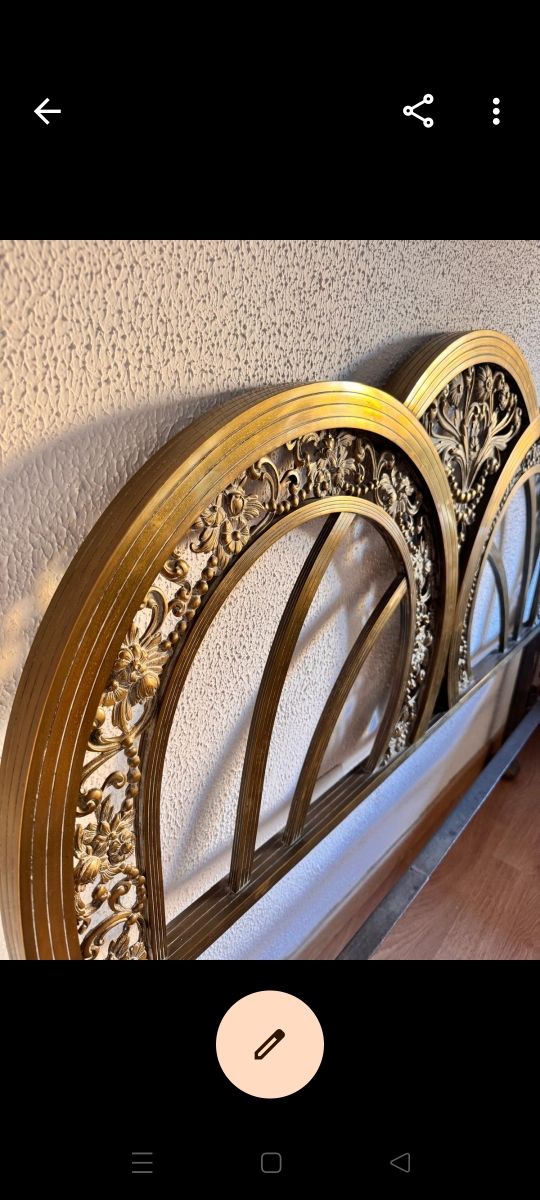 Cabecero antiguo cobre dorado, cama 1,35