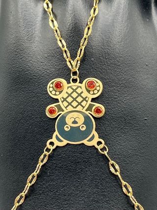 PULSERA MANITA OSO PIEDRA NARANJA.ORO 18K