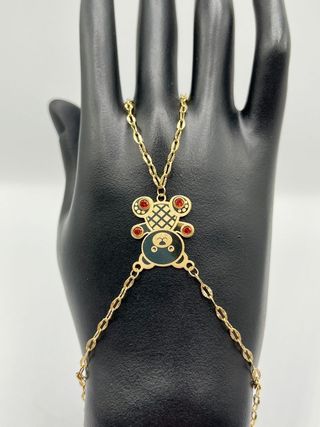 PULSERA MANITA OSO PIEDRA NARANJA.ORO 18K