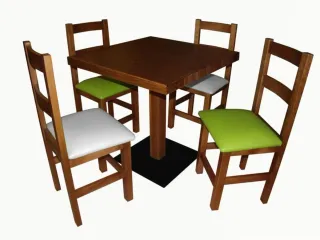 Tavolo da pranzo e sedie in legno