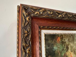 Cuadro bodegón clásico con marco de madera