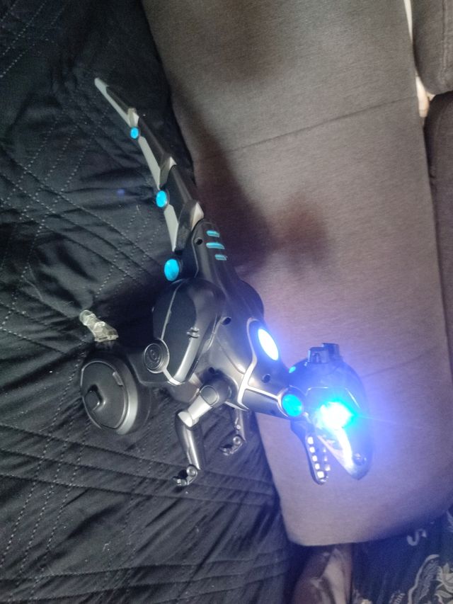 Dinosaurio Juguete Negro con Luces Azules