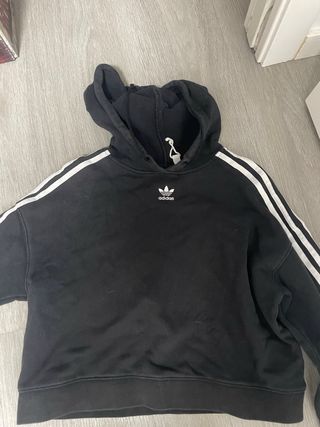 Sudadera Adidas Negra con Rayas Blancas