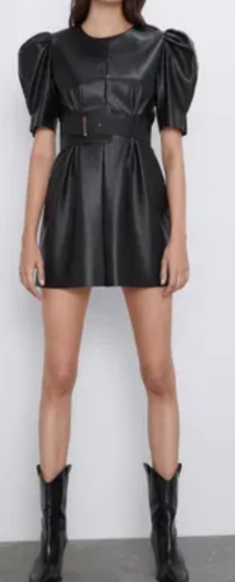 Zara vestido polipiel negro talla L