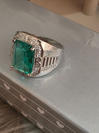 Anillo Plata 925 Hombre Piedra Verde