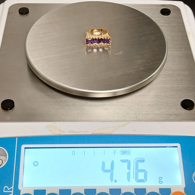 Sortija Oro Rectangular Circonitas Cuarzos Lilas
