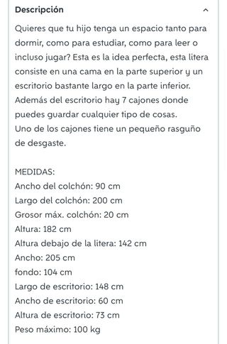Litera Cama Escritorio Naranja y Blanca