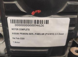 Motor nissan cd20 primera berl./familiar 2.0 94626
