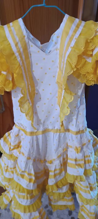 Vestido Gitana Blanco y Amarillo niña