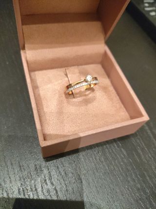 Anillo de cmpromiso Oro Rosa y Blanco 18K 