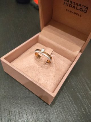 Anillo de cmpromiso Oro Rosa y Blanco 18K 