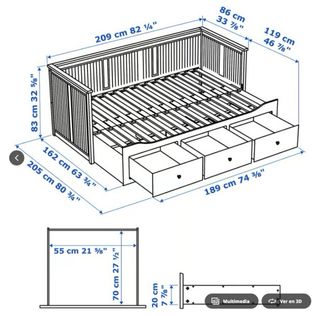 Cama nido Ikea Hemnes con colchones y ropa de cama