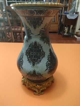 Jarrón Hindú Cerámica Resina Años 80