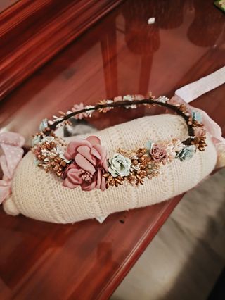 Traje de Comunión Niña marfil de Encaje y diadema 