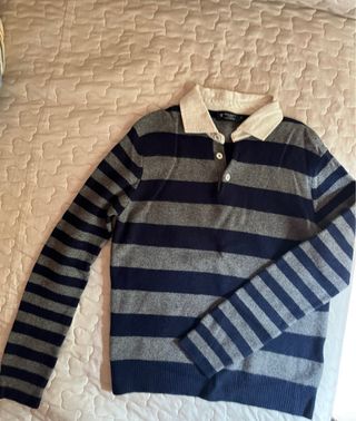 Jersey Hackett lana rayas azul/gris Talla S