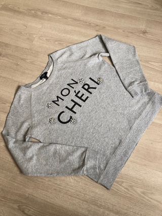 Sudadera Gris Mon Chéri con Pedrería