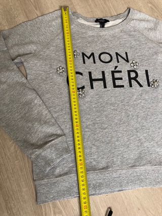 Sudadera Gris Mon Chéri con Pedrería