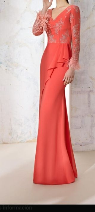 Vestido Madrina Raffaello Talla 46 Coral