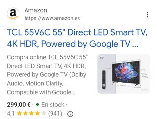 Smart TV TCL 55 UHD 4K V6C