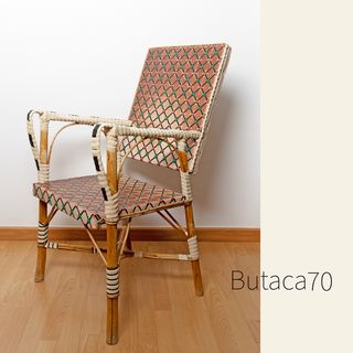 Butaca mimbre y PVC años 70