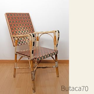 Butaca mimbre y PVC años 70