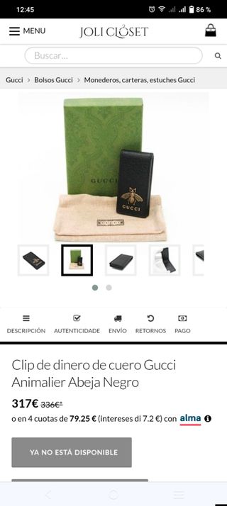 Clip de dinero Gucci Abeja Animalier Negro