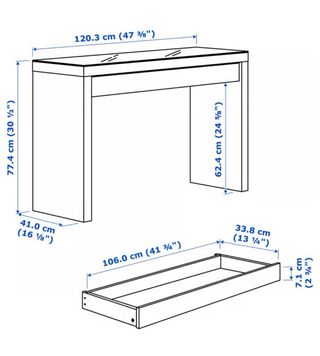 Tocador Ikea Malm Blanco con Cristal