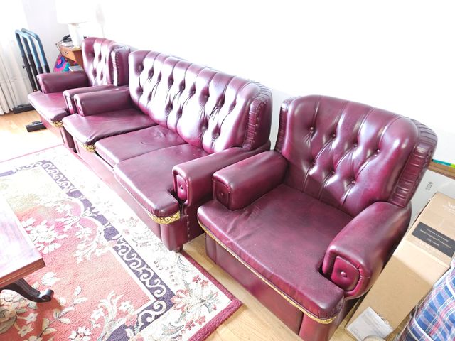 Conjunto Sofá y 2 Butacas Vintage Piel