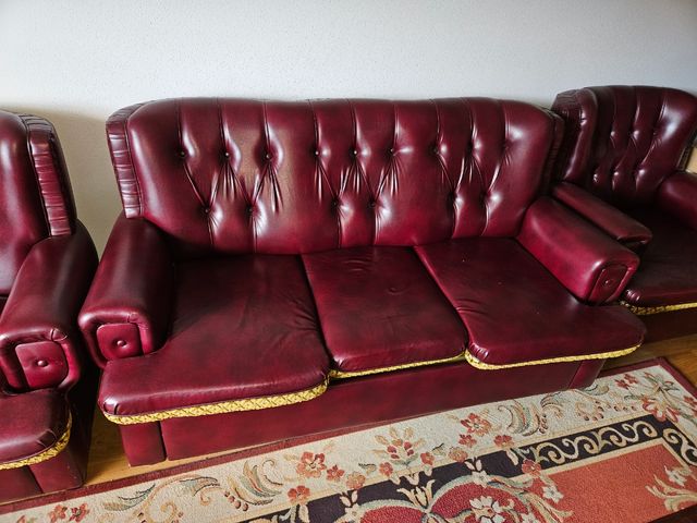 Conjunto Sofá y 2 Butacas Vintage Piel