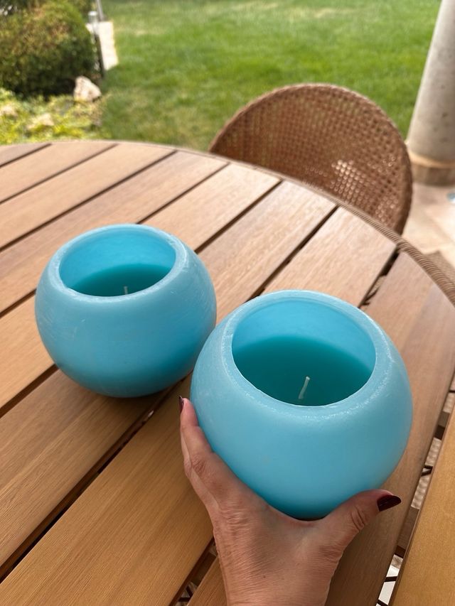 Velas redondas azules