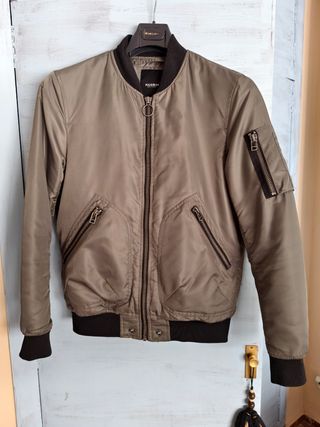 Chaqueta Bomber Pull&Bear Hombre Gris/Verde