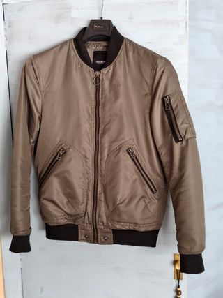 Chaqueta Bomber Pull&Bear Hombre Gris/Verde
