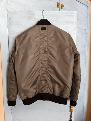 Chaqueta Bomber Pull&Bear Hombre Gris/Verde