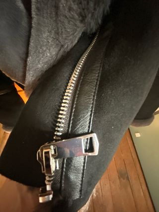 Cazadora Zara Pelo y Piel Negra/Gris