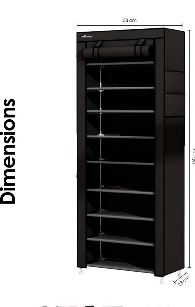 Estantería para zapatos de tela y plástico