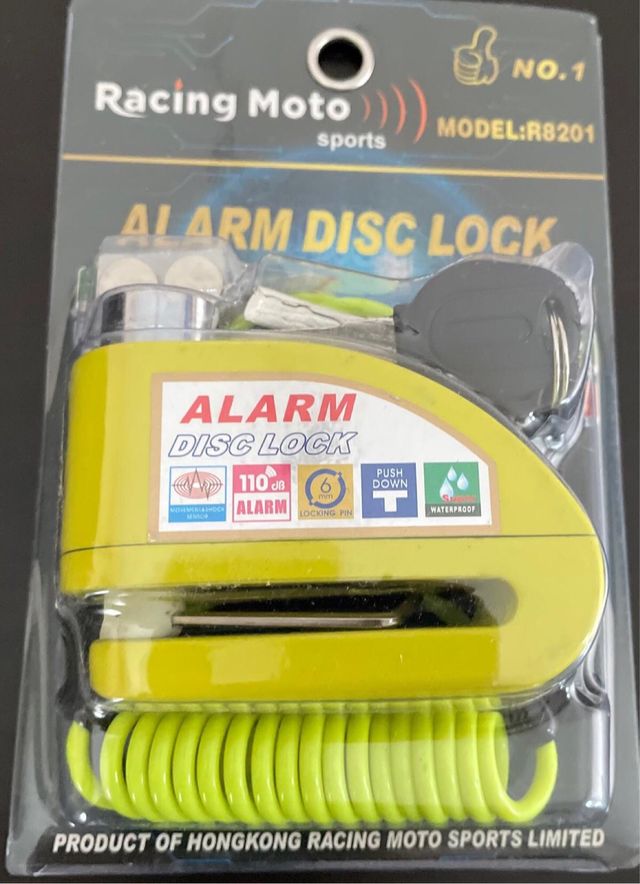 Candado Antirrobo amarillo con Alarma para Moto