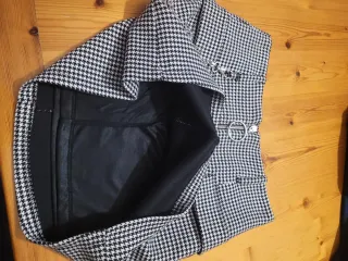 Gonna corta pied de poule con zip