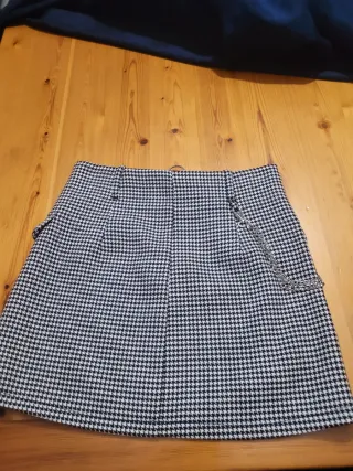 Gonna corta pied de poule con zip