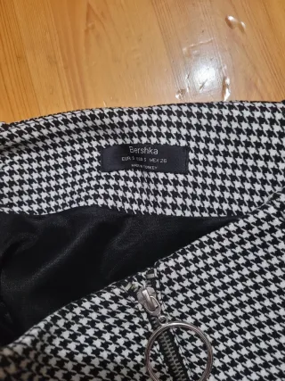 Gonna corta pied de poule con zip