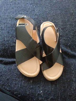 Sandalias cuña negras mujer talla 36