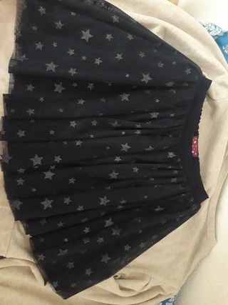 Falda niña tul azul estrellas