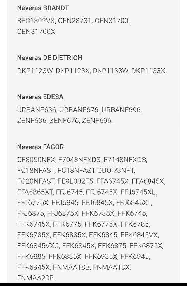 Tapa evaporador frigoríficos Fagor Edesa Brandt