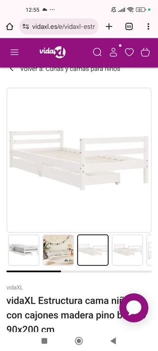 Nueva en caja - cama infantil con cajones 90x200
