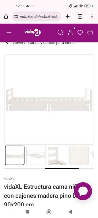 Nueva en caja - cama infantil con cajones 90x200