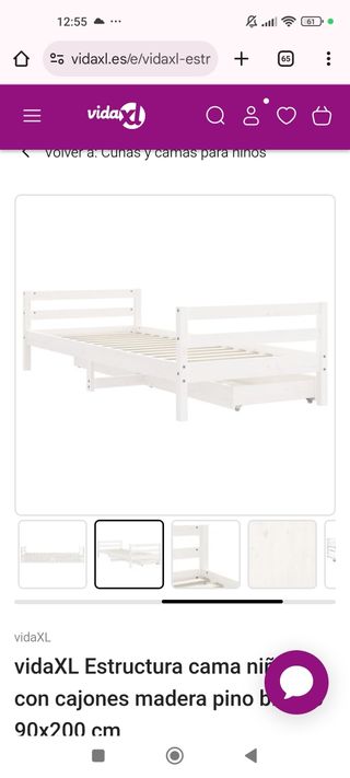 Nueva en caja - cama infantil con cajones 90x200