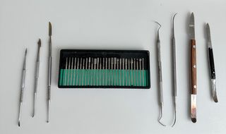 Set fresas y espátulas para prótesis dental