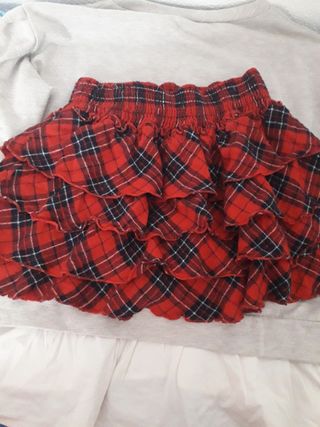 Falda de cuadros roja para niña