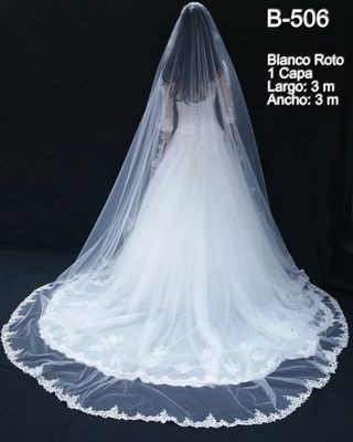 Velo Novia Largo Encaje de Formas 3m