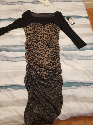 Vestido Guess Animal Print Negro y Marrón