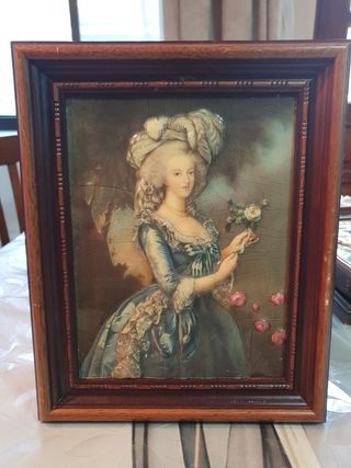 Cuadro antiguo mujer con flores